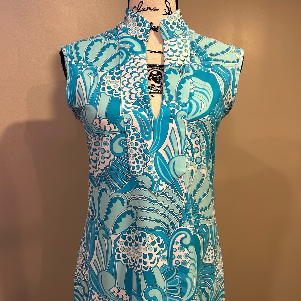 Jude Connally Turquoise & White Printed Midi Dress - Picture 10 of 16